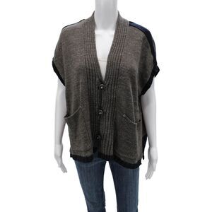 Label + Thread Unisex Cardigan Vest Dark Gray Cotton V-Neck Button Size XS